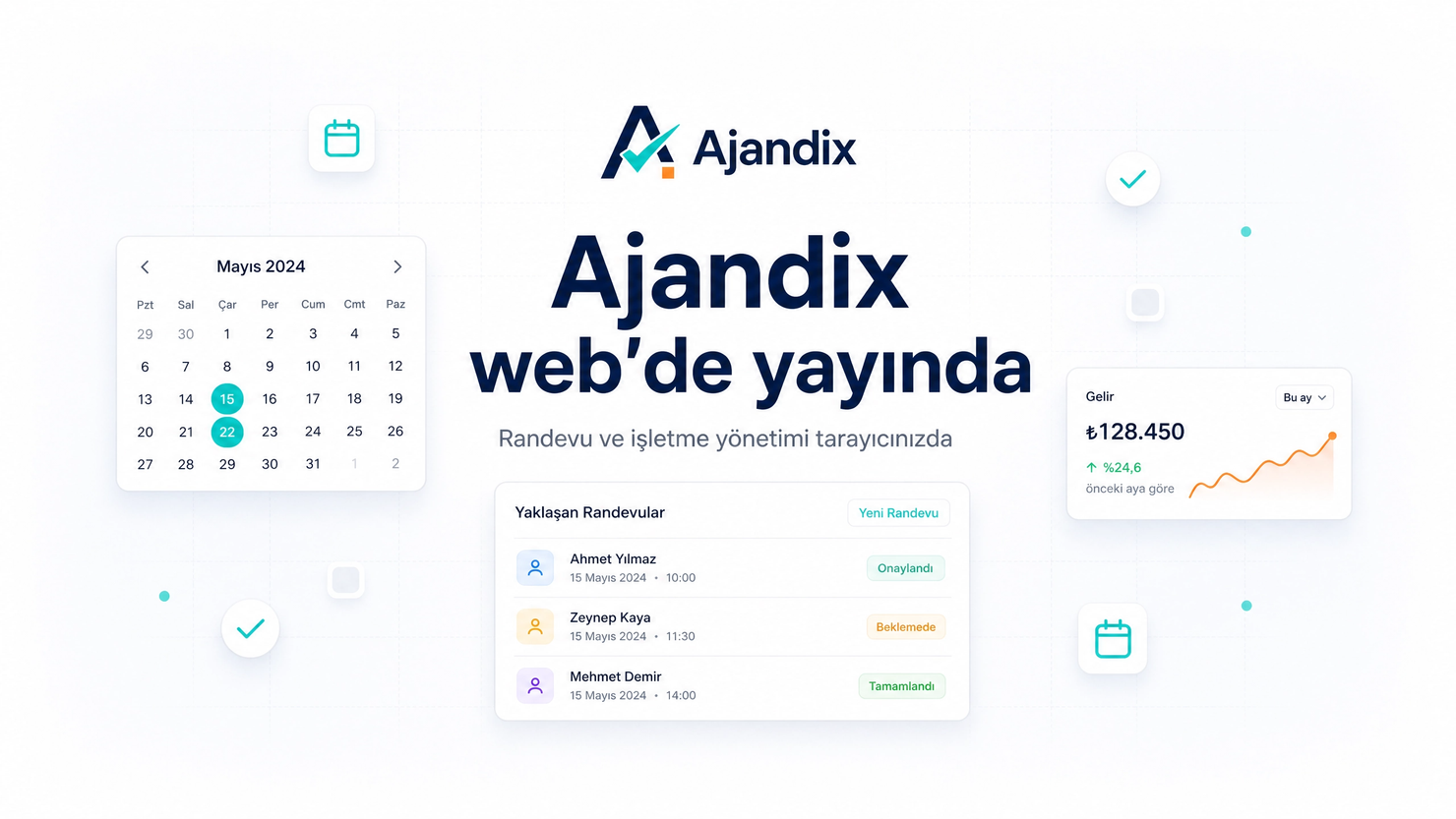 Ajandix web paneli laptop ekranında