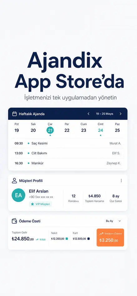 Ajandix mobil uygulaması iPhone ekranında
